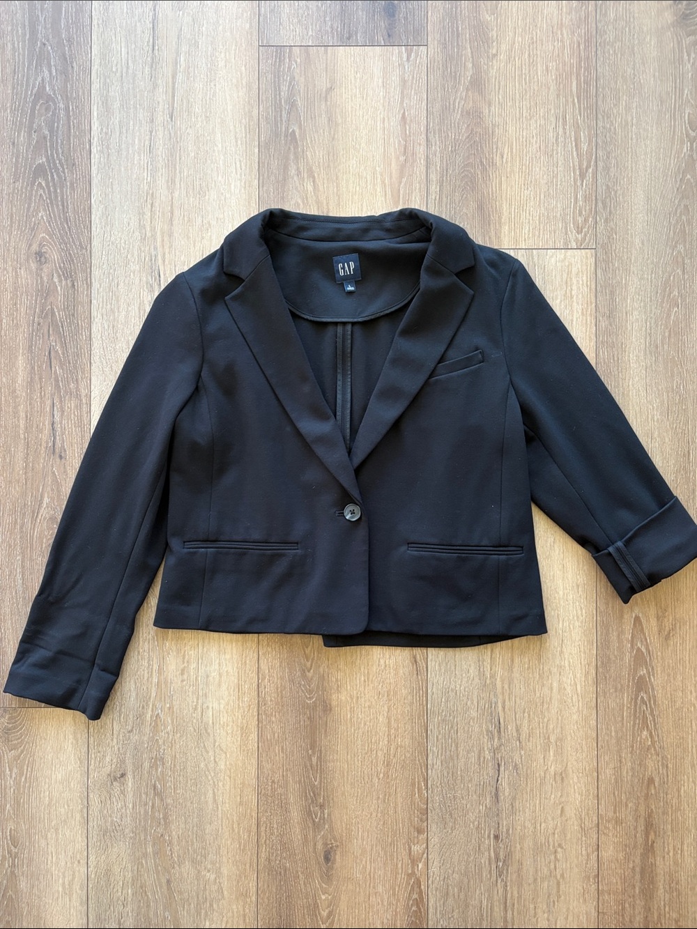 GAP Black Single-Button Cropped Blazer